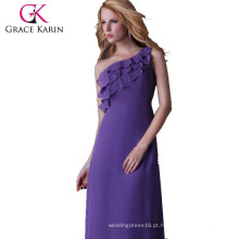 Um ombro Vestido formal roxo 2015 Grace Karin Vestido longo CL3464